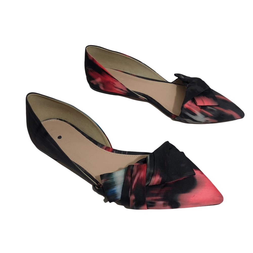 J.Crew watercolor pattern pointed toe black flats 7.5